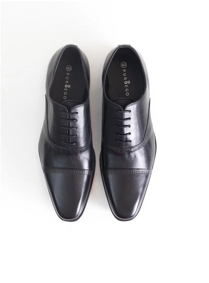 ZAPATO OXFORD QUARTER BROGUE NEGRO PUROEGO