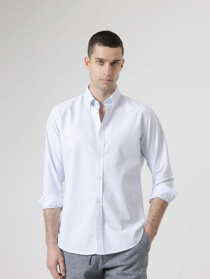 CAMISA ALGODÓN RAYAS CELESTE PUROEGO