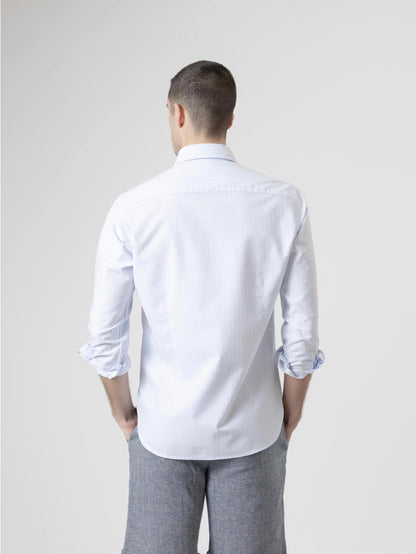 CAMISA ALGODÓN RAYAS CELESTE PUROEGO