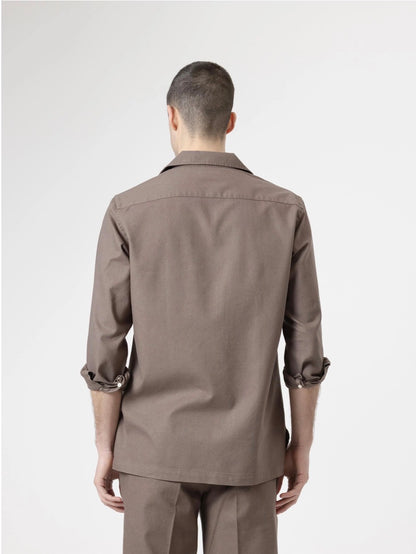 CAMISA SET LINO MARRÓN CHOCOLATE PUROEGO