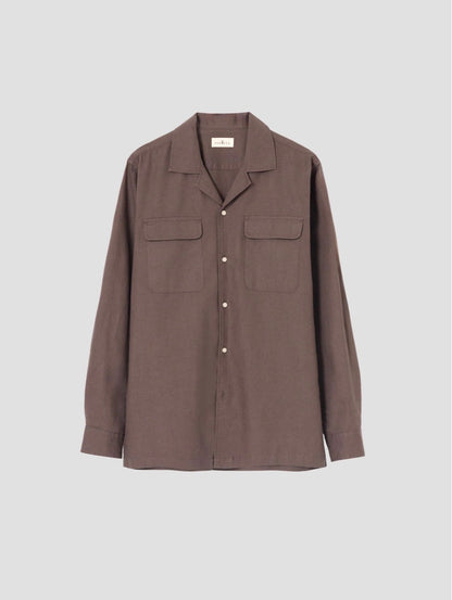 CAMISA SET LINO MARRÓN CHOCOLATE PUROEGO