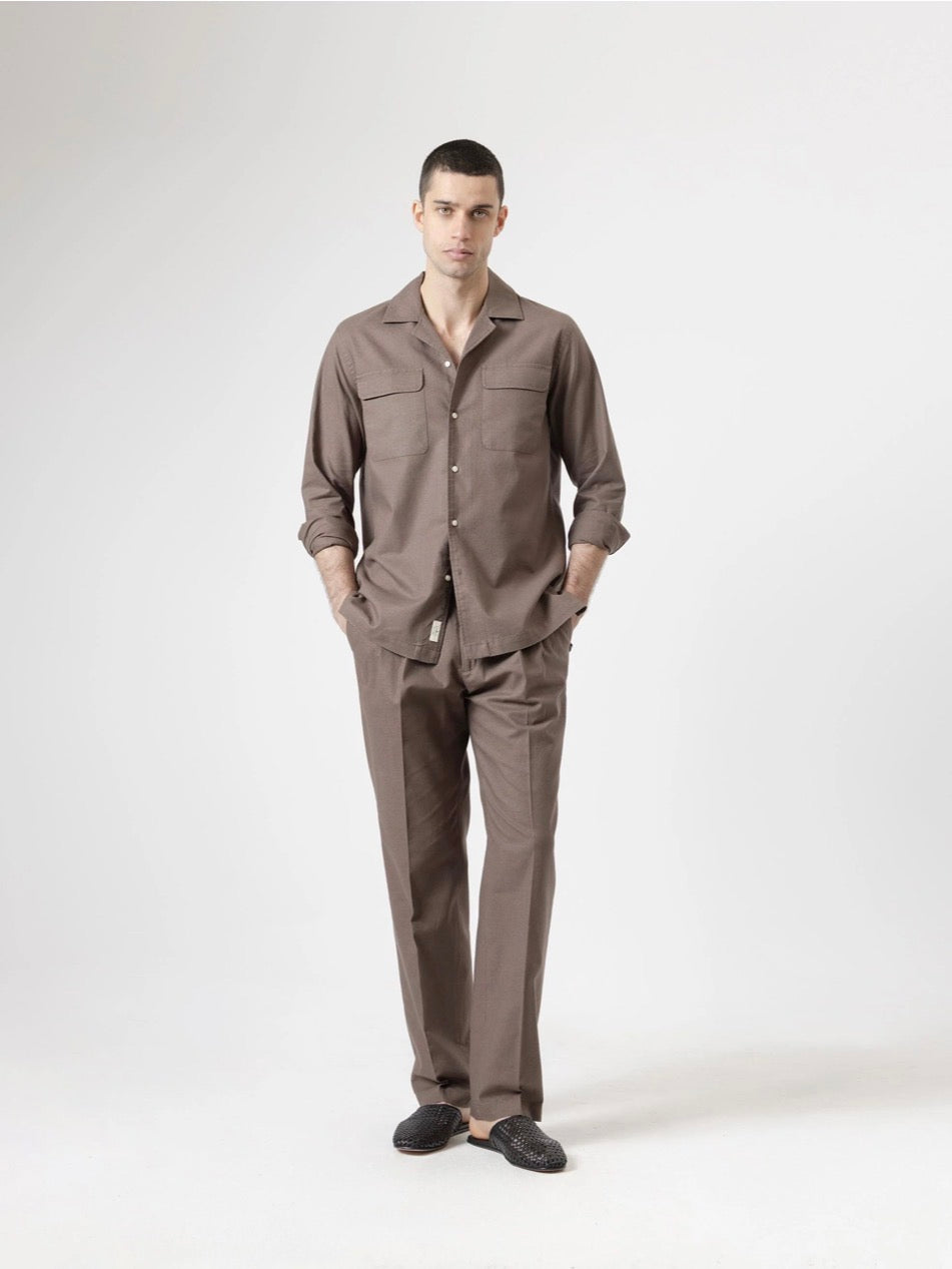 PANTALÓN SET LINO MARRÓN CHOCOLATE PUROEGO