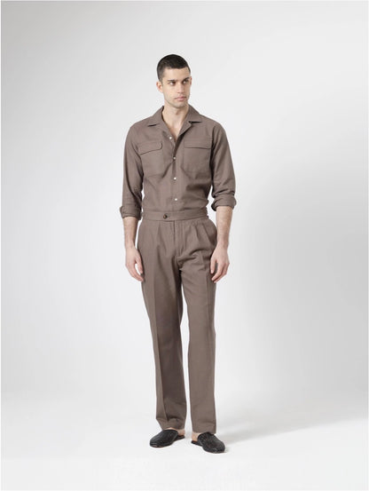 PANTALÓN SET LINO MARRÓN CHOCOLATE PUROEGO
