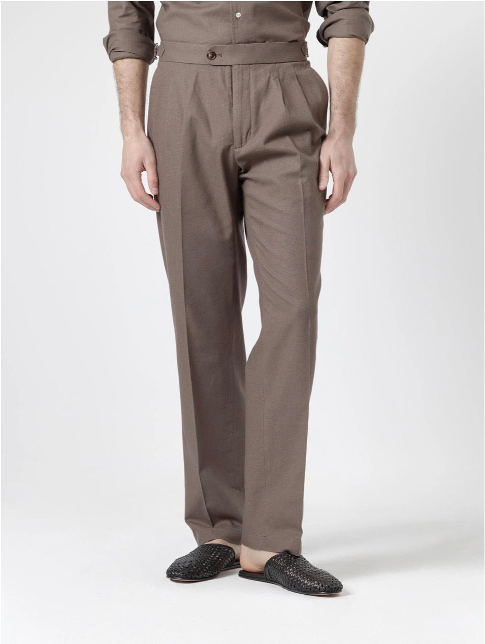 PANTALÓN SET LINO MARRÓN CHOCOLATE PUROEGO