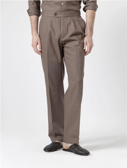 PANTALÓN SET LINO MARRÓN CHOCOLATE PUROEGO