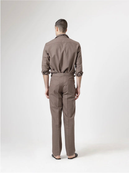 PANTALÓN SET LINO MARRÓN CHOCOLATE PUROEGO