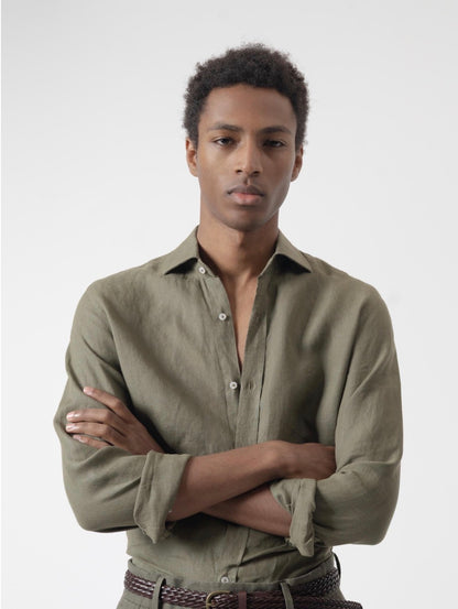 CAMISA LINO VERDE MILITAR PUROEGO