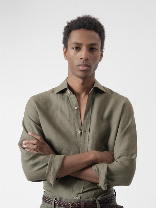 CAMISA LINO VERDE MILITAR PUROEGO