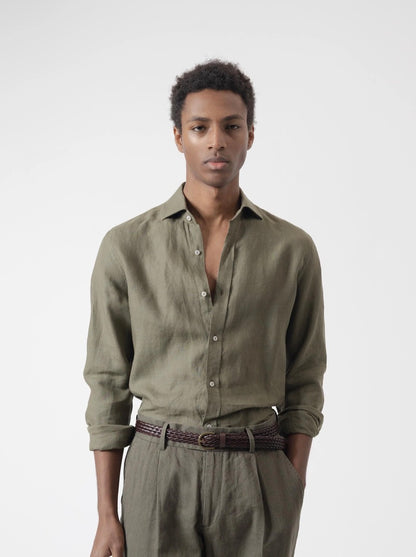 CAMISA LINO VERDE MILITAR PUROEGO