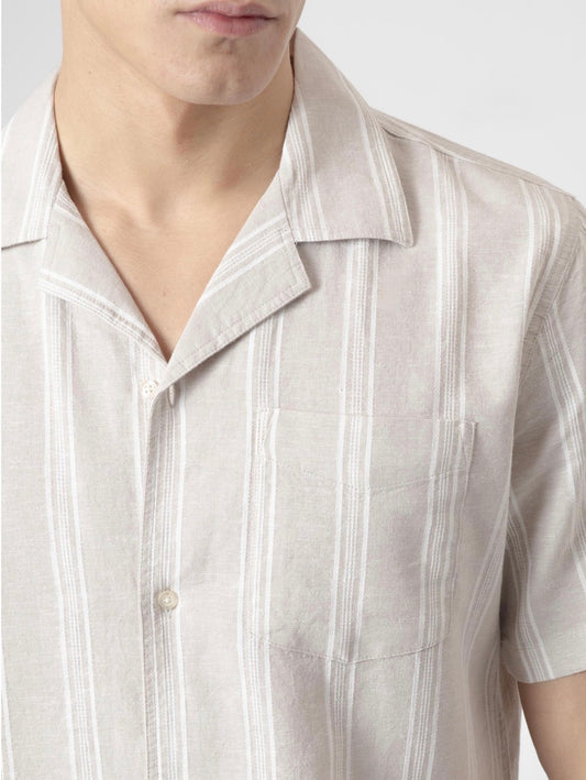 CAMISA RAYAS LINO PIEDRA PUROEGO