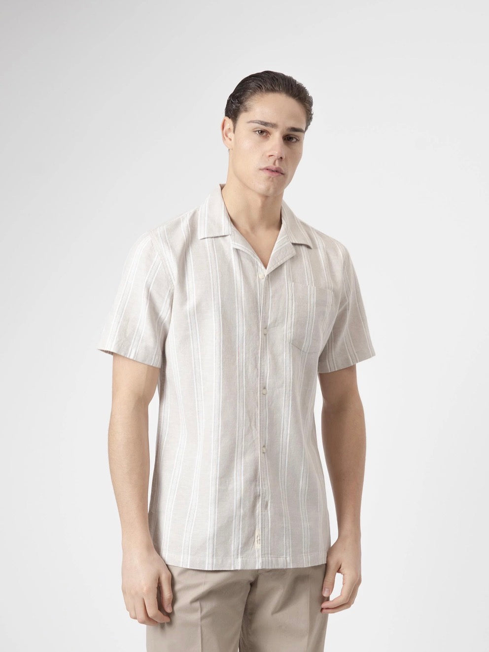 CAMISA RAYAS LINO PIEDRA PUROEGO