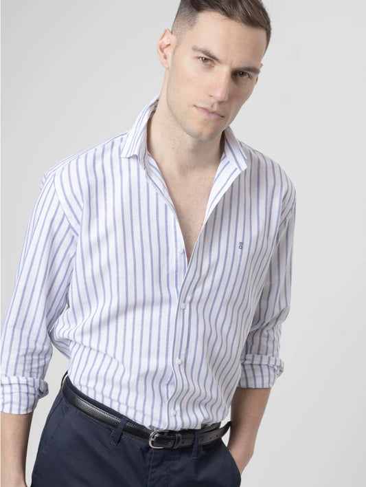 CAMISA RAYAS LINO AZUL PUROEGO