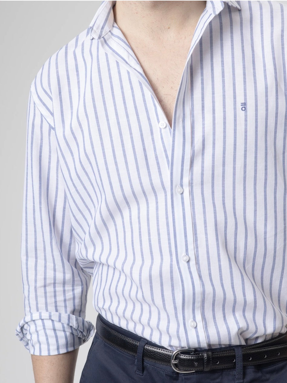 CAMISA RAYAS LINO AZUL PUROEGO