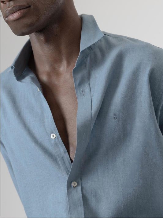 CAMISA LINO AZUL PORCELANA PUROEGO
