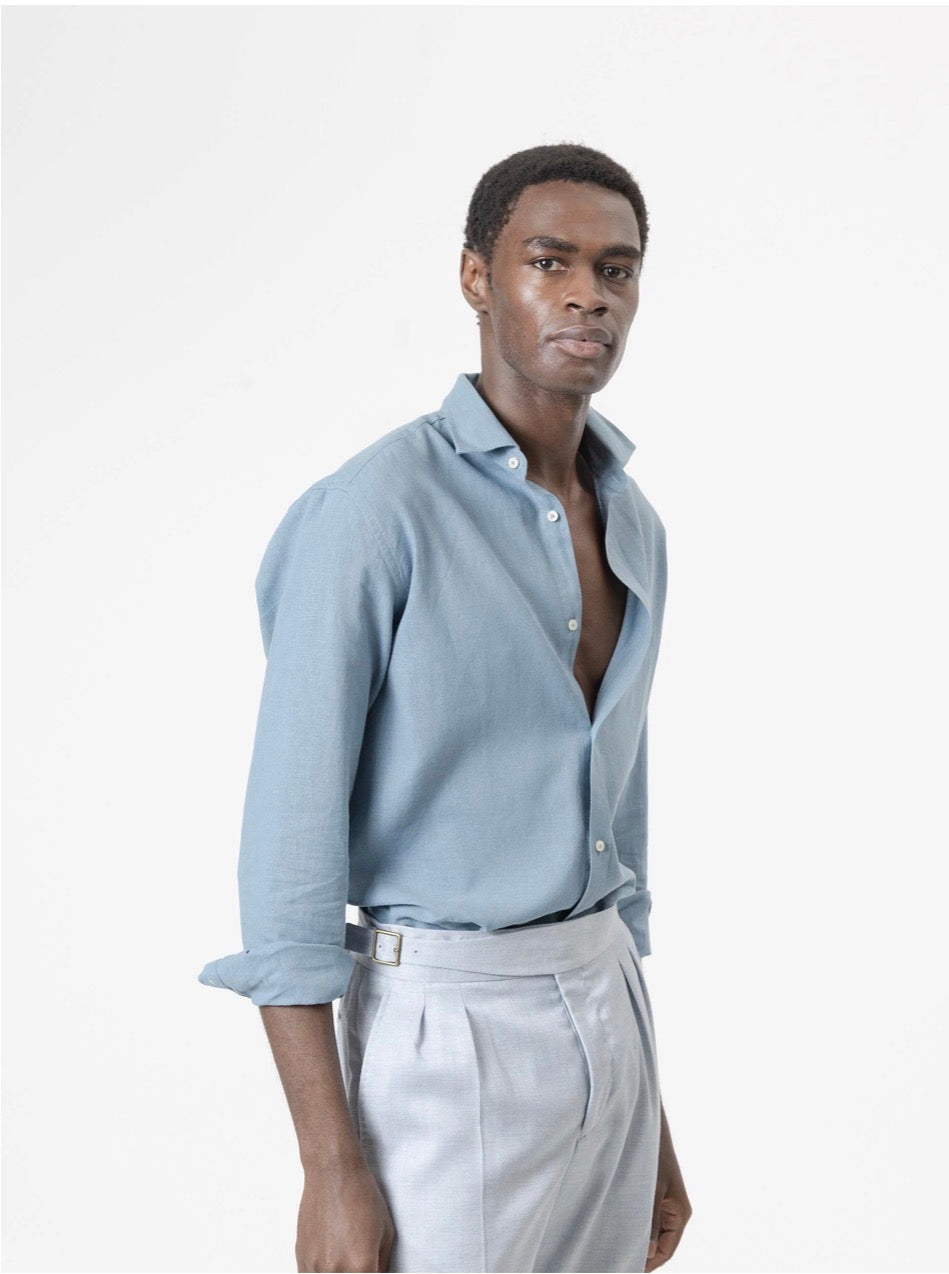 CAMISA LINO AZUL PORCELANA PUROEGO