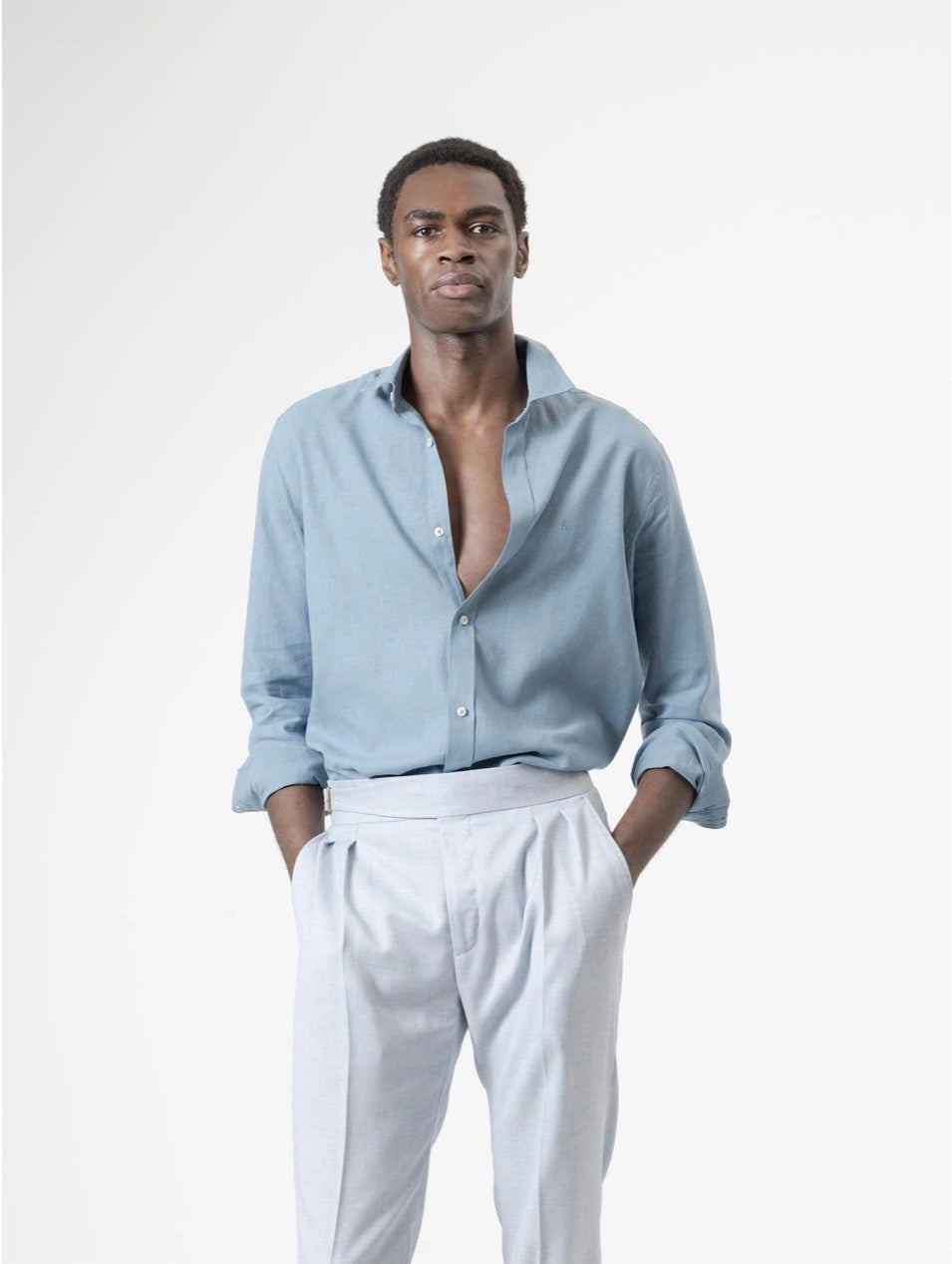 CAMISA LINO AZUL PORCELANA PUROEGO