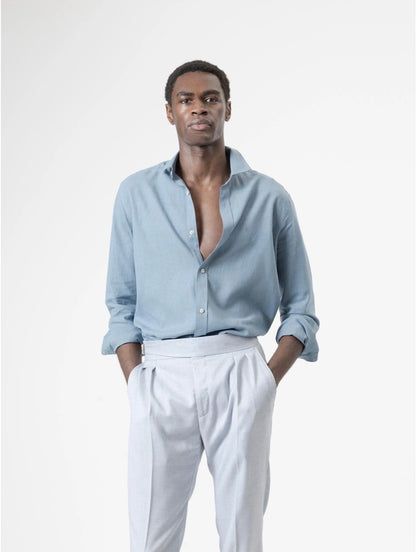 CAMISA LINO AZUL PORCELANA PUROEGO