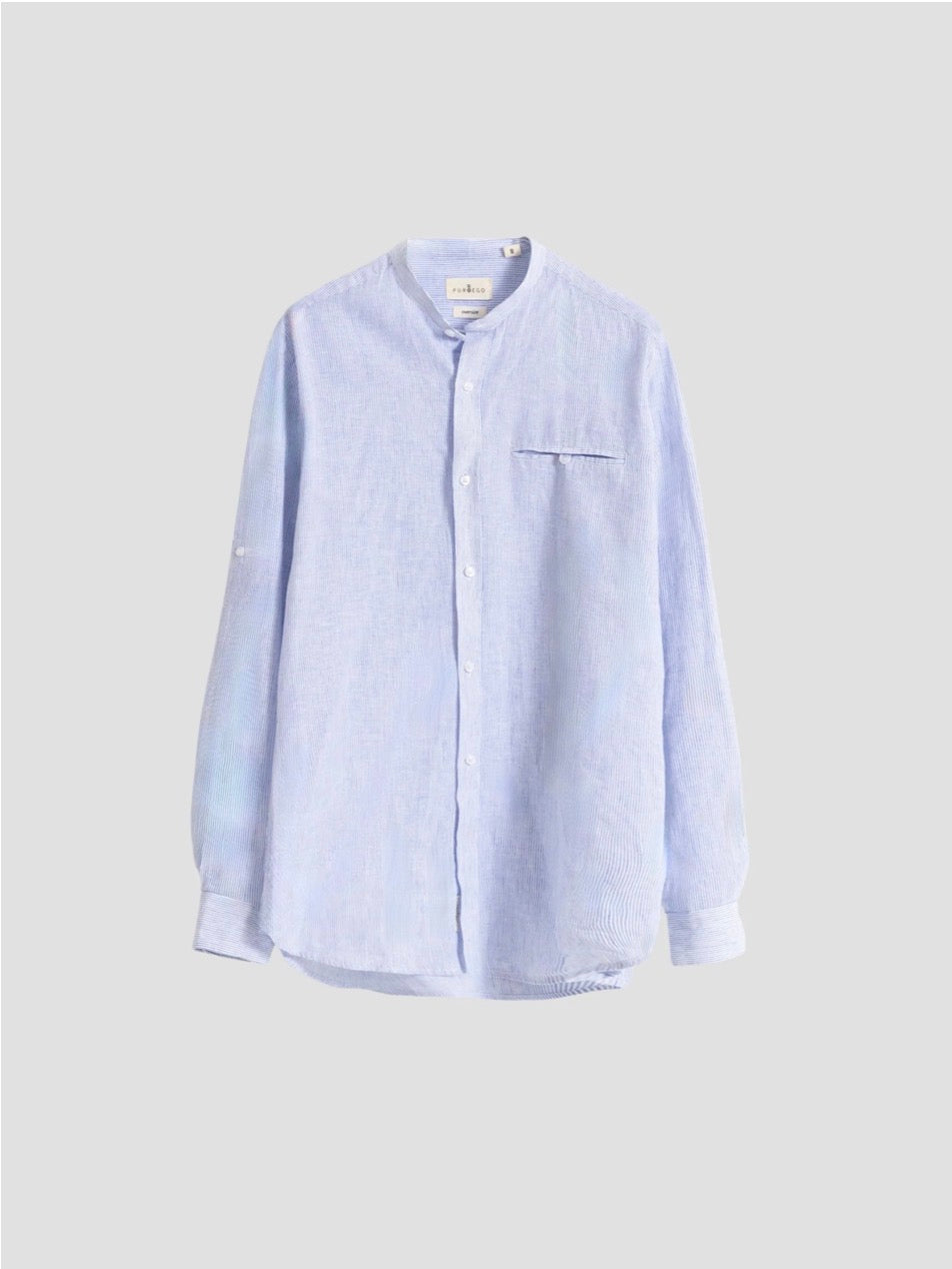 CAMISA MILRAYAS LINO CUELLO MAO AZUL PUROEGO