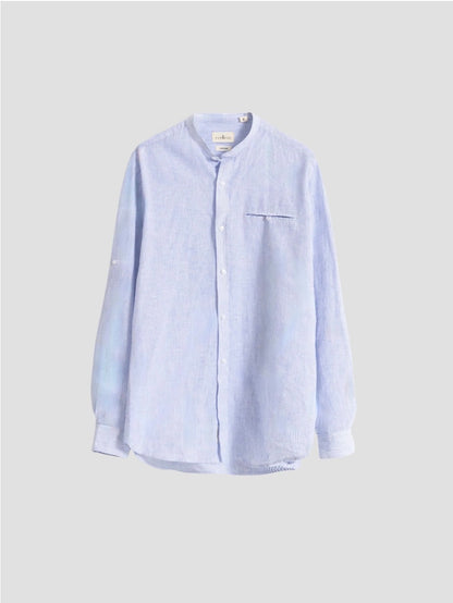 CAMISA MILRAYAS LINO CUELLO MAO AZUL PUROEGO