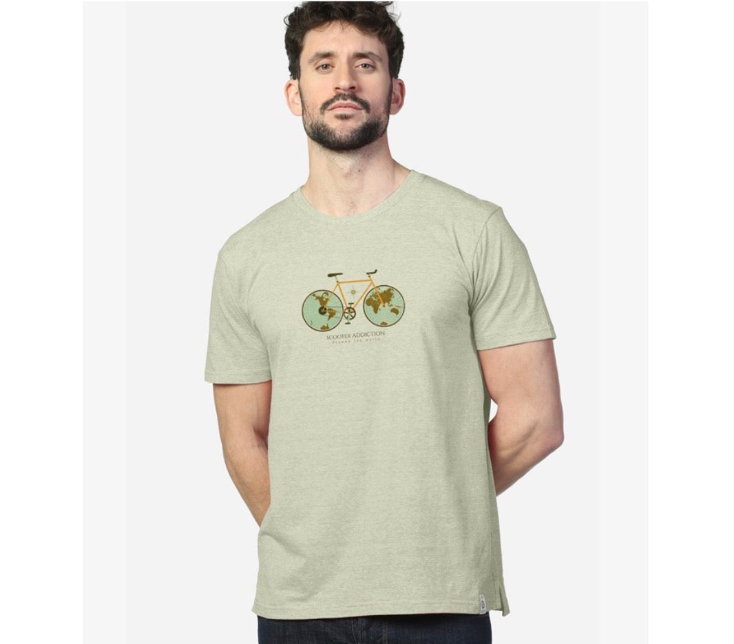 CAMISETA ORGÁNICA BICIWORLD KAKI SCOOTER