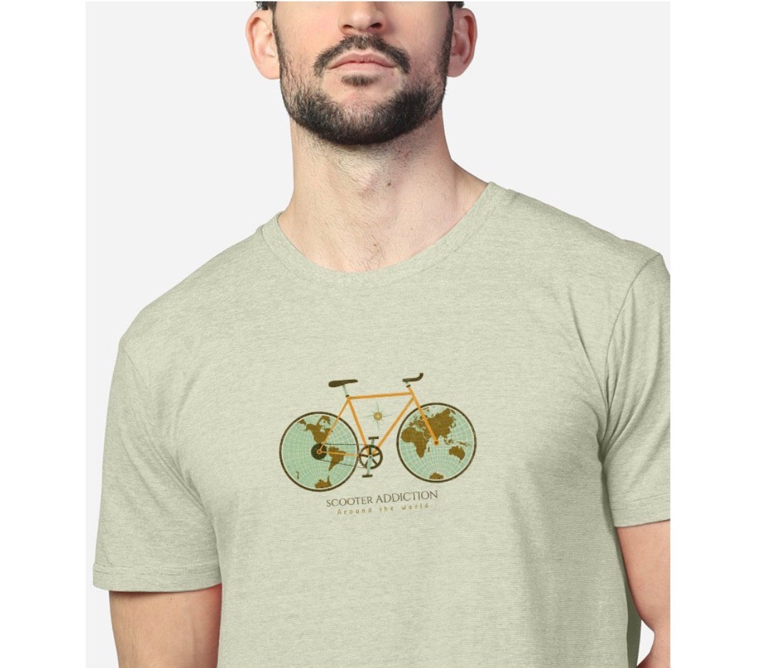 CAMISETA ORGÁNICA BICIWORLD KAKI SCOOTER