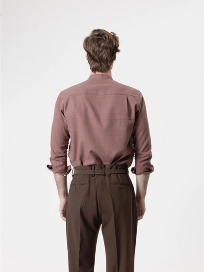 CAMISA CUELLO MAO LINO CHOCOLATE PUROEGO