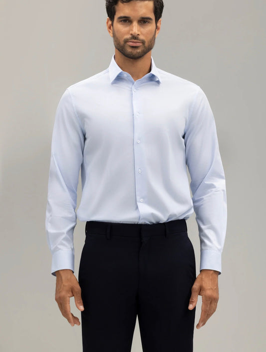 BOSTON CAMISA VESTIR SLIM FIT ESTRUCTURA CELESTE