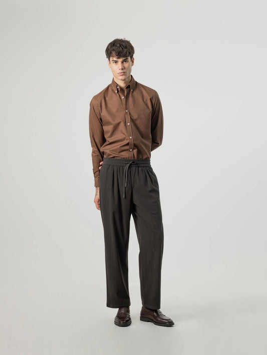 PUROEGO PANTALÓN PANA WIDE FIT CINTURA ELÁSTICA MARRÓN