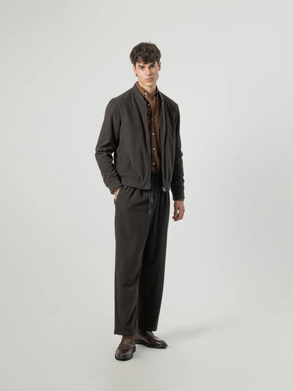 PUROEGO PANTALÓN PANA WIDE FIT CINTURA ELÁSTICA MARRÓN