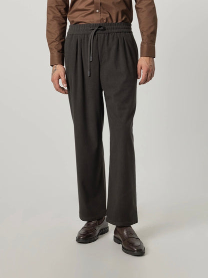 PUROEGO PANTALÓN PANA WIDE FIT CINTURA ELÁSTICA MARRÓN