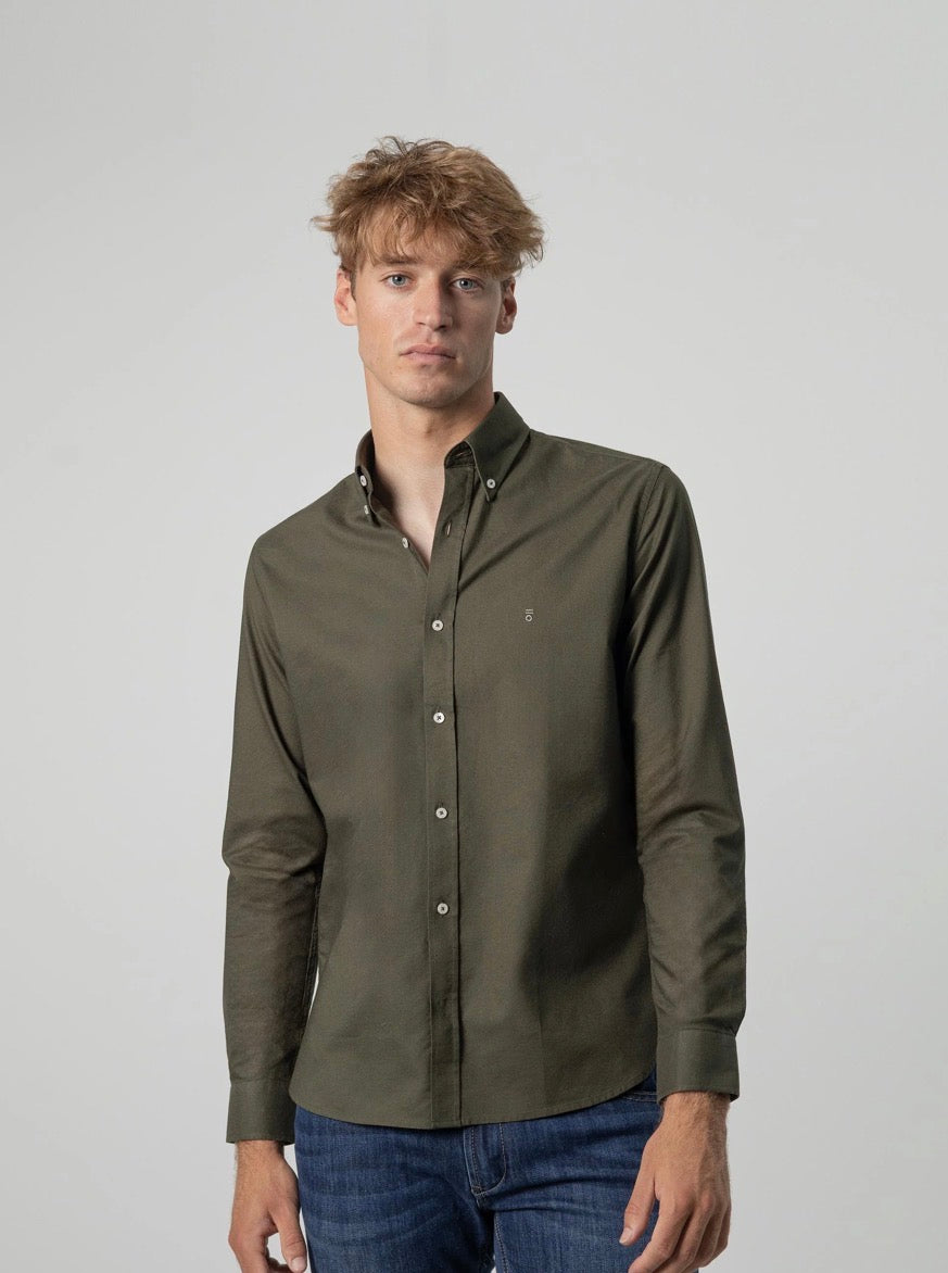 PUROEGO CAMISA OXFORD ALGODÓN VERDE OSCURO