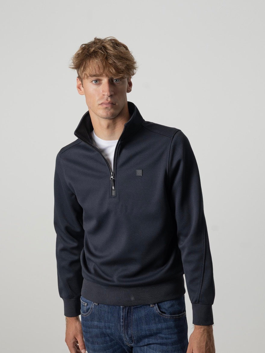 PUROEGO SUDADERA TÉCNICA CUELLO MOCK MEDIA CREMALLERA AZUL NOCHE