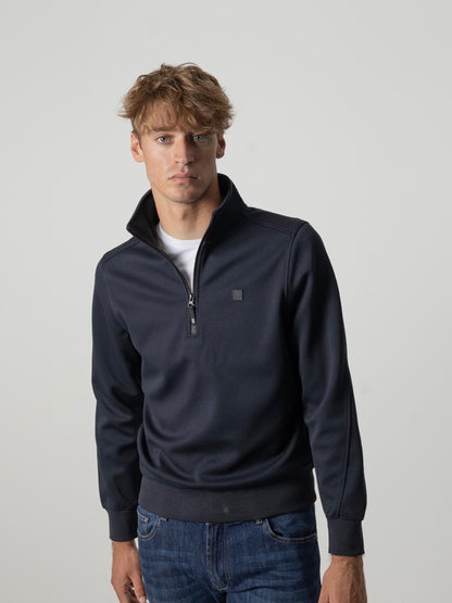 PUROEGO SUDADERA TÉCNICA CUELLO MOCK MEDIA CREMALLERA AZUL NOCHE