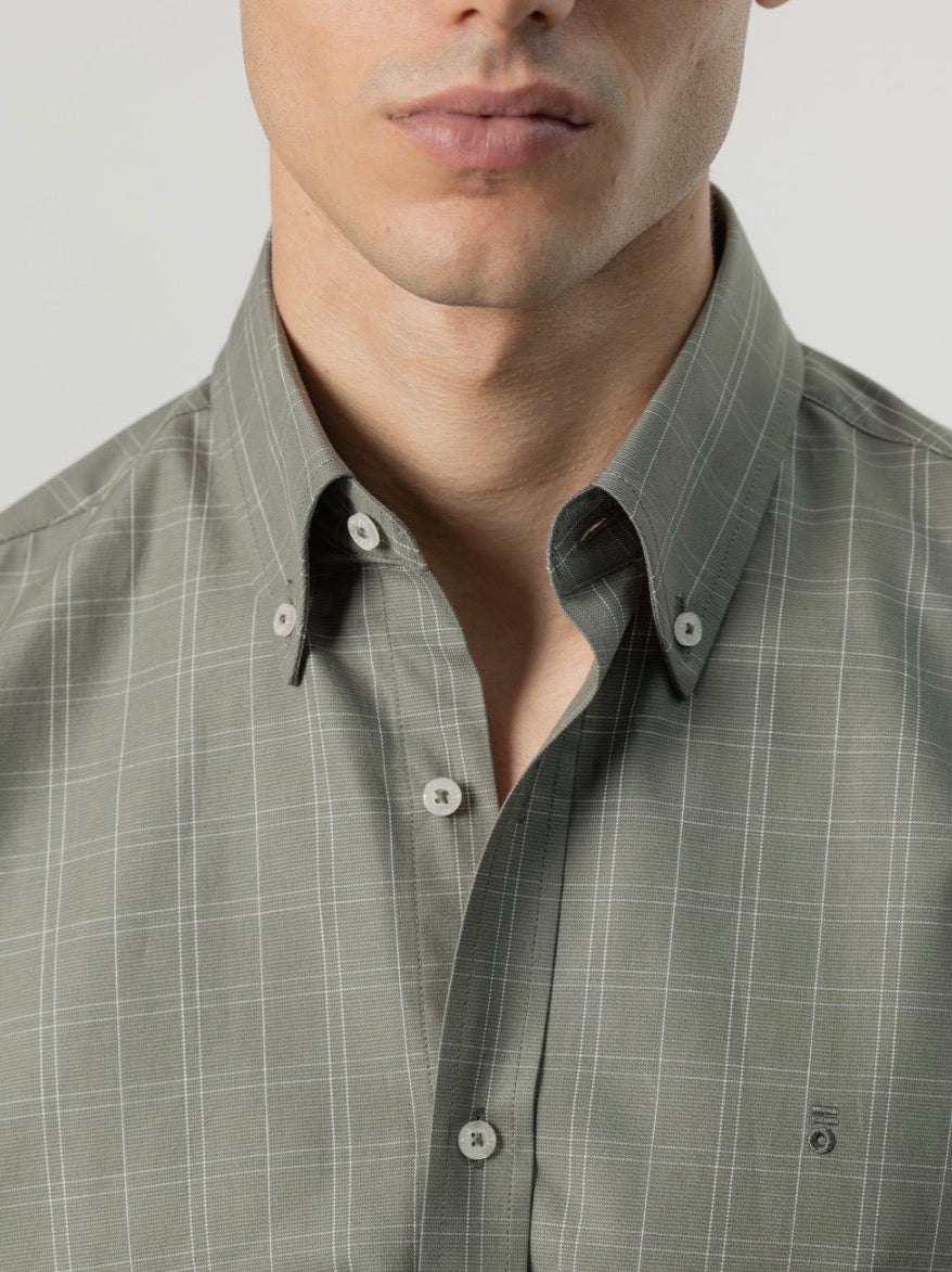 PUROEGO CAMISA CUADROS VENTANA VERDE