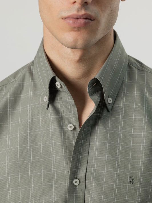 PUROEGO CAMISA CUADROS VENTANA VERDE
