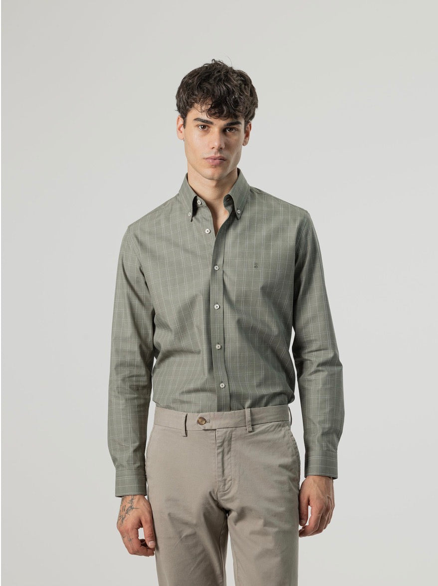 PUROEGO CAMISA CUADROS VENTANA VERDE