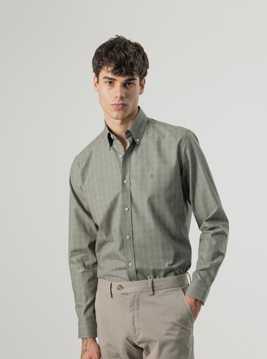 PUROEGO CAMISA CUADROS VENTANA VERDE