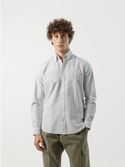 PUROEGO CAMISA OXFORD ALGODÓN MIL RAYAS KAKI