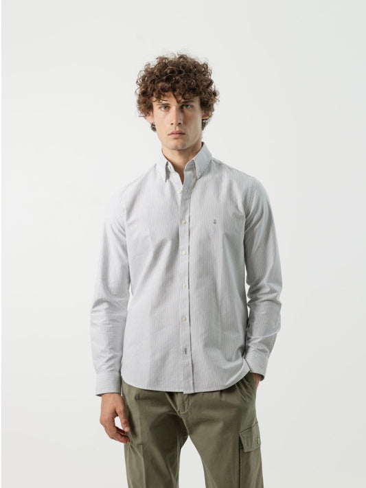 PUROEGO CAMISA OXFORD ALGODÓN MIL RAYAS KAKI