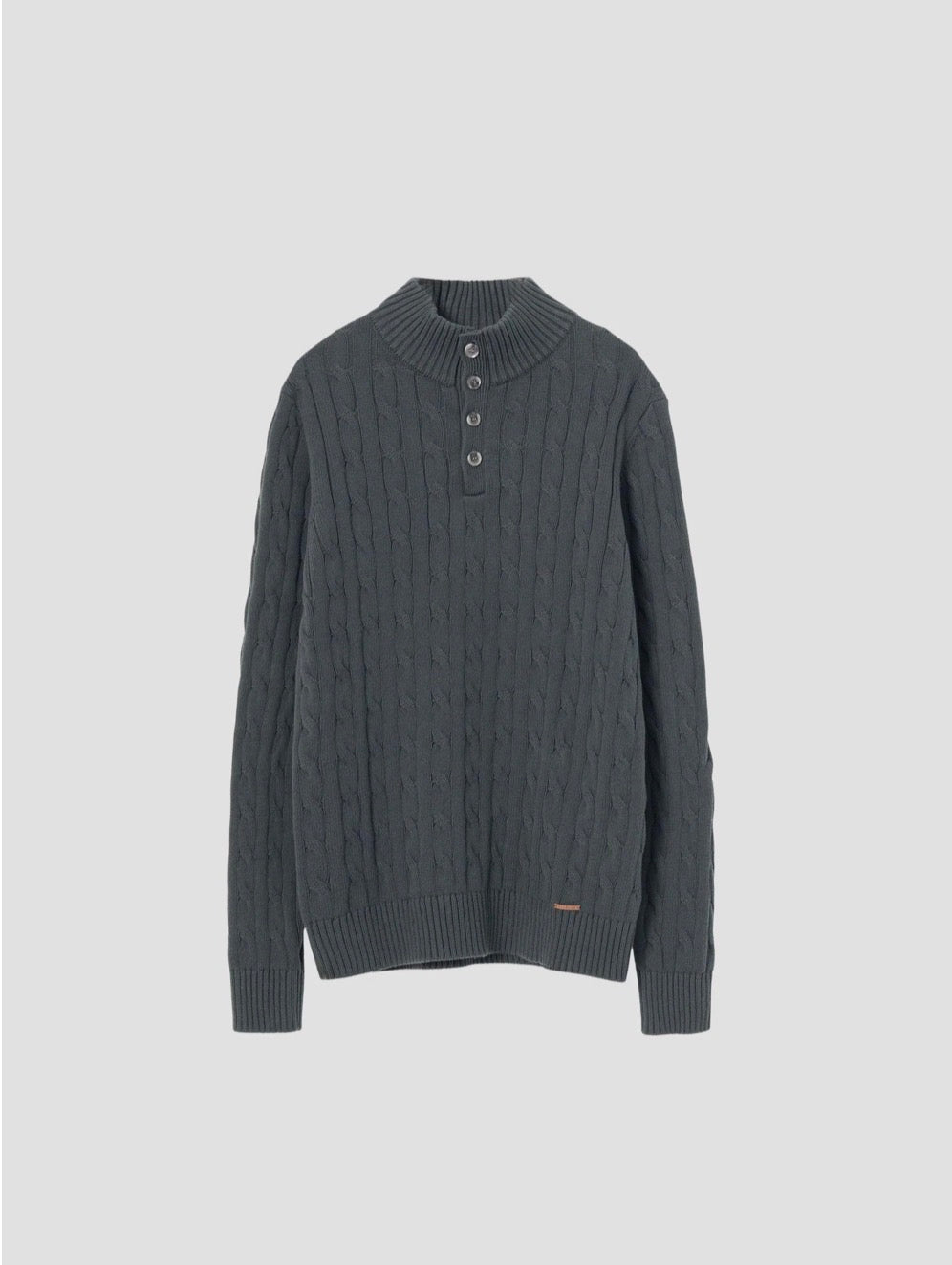 PUROEGO JERSEY CABLE KNIT CUELLO MOCK VERDE OSCURO