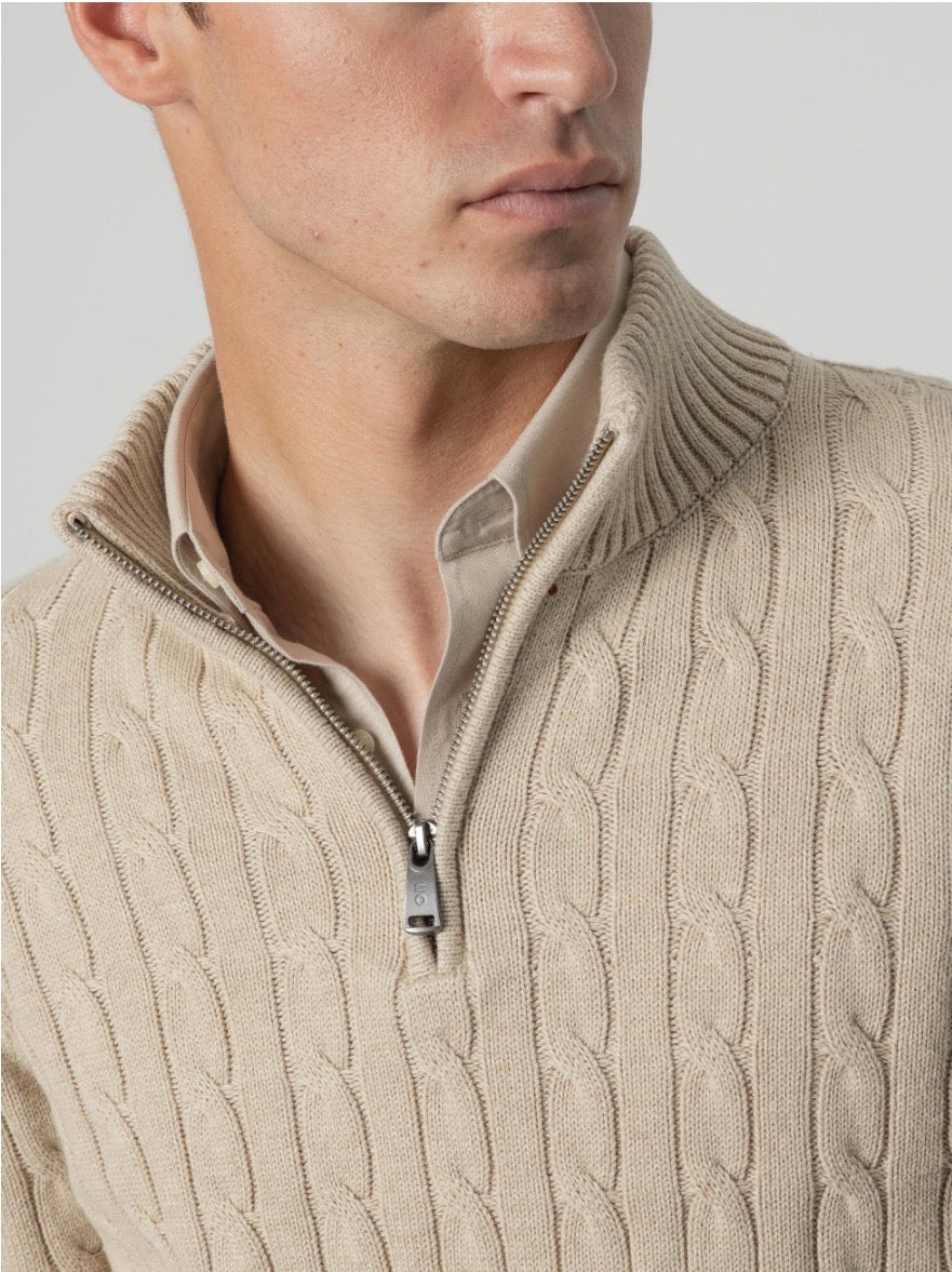 PUROEGO JERSEY CABLE KNIT CUELLO MOCK ARENA