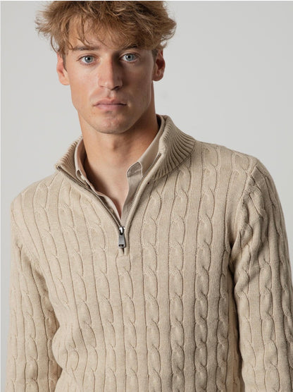 PUROEGO JERSEY CABLE KNIT CUELLO MOCK ARENA