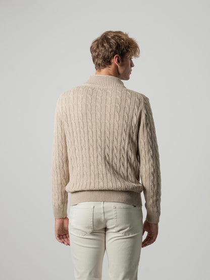 PUROEGO JERSEY CABLE KNIT CUELLO MOCK ARENA