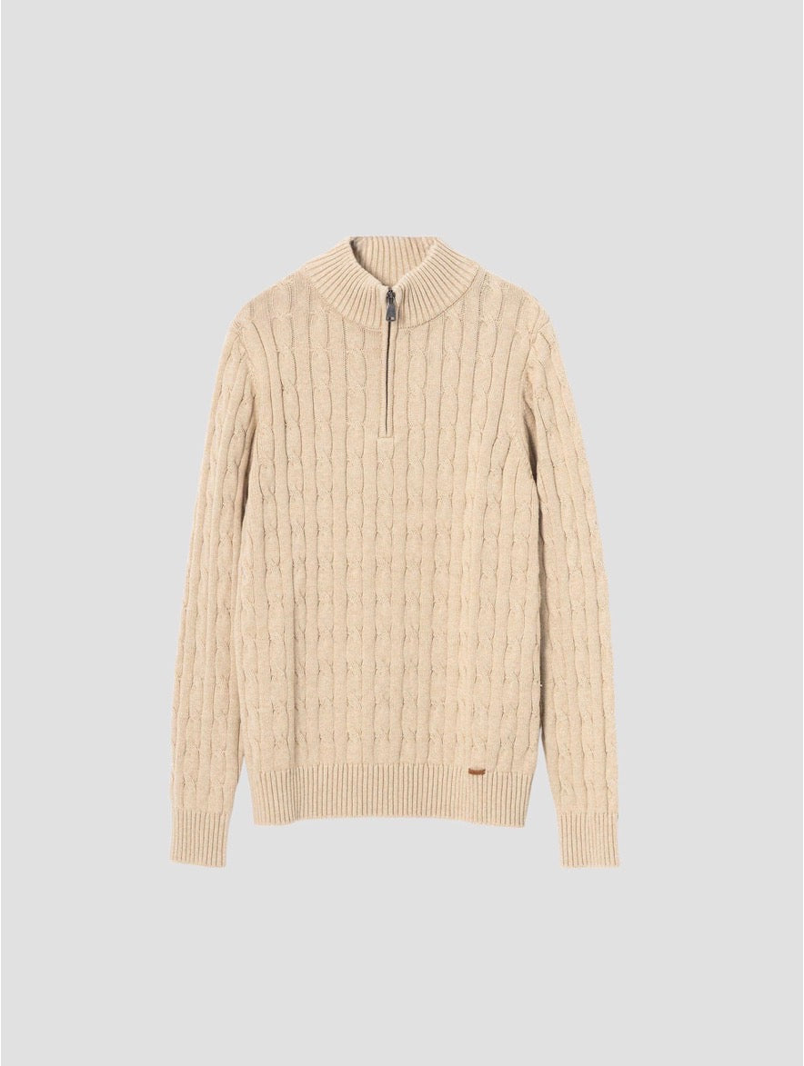PUROEGO JERSEY CABLE KNIT CUELLO MOCK ARENA