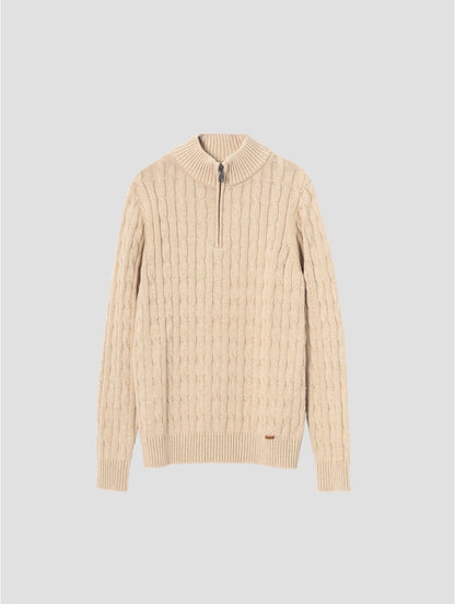 PUROEGO JERSEY CABLE KNIT CUELLO MOCK ARENA