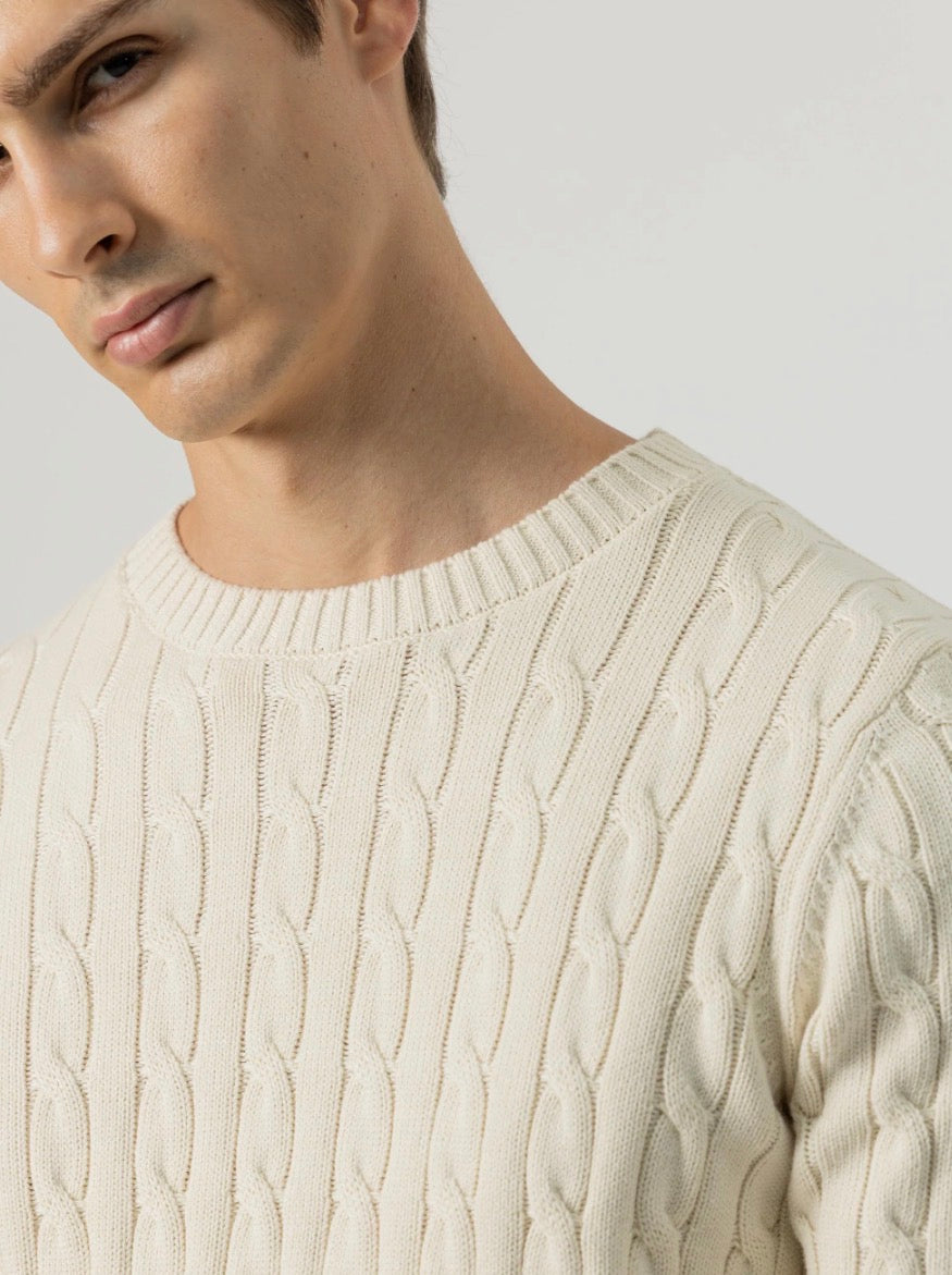 PUROEGO JERSEY CABLE KNIT CRUDO
