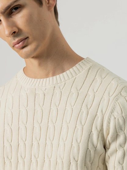 PUROEGO JERSEY CABLE KNIT CRUDO
