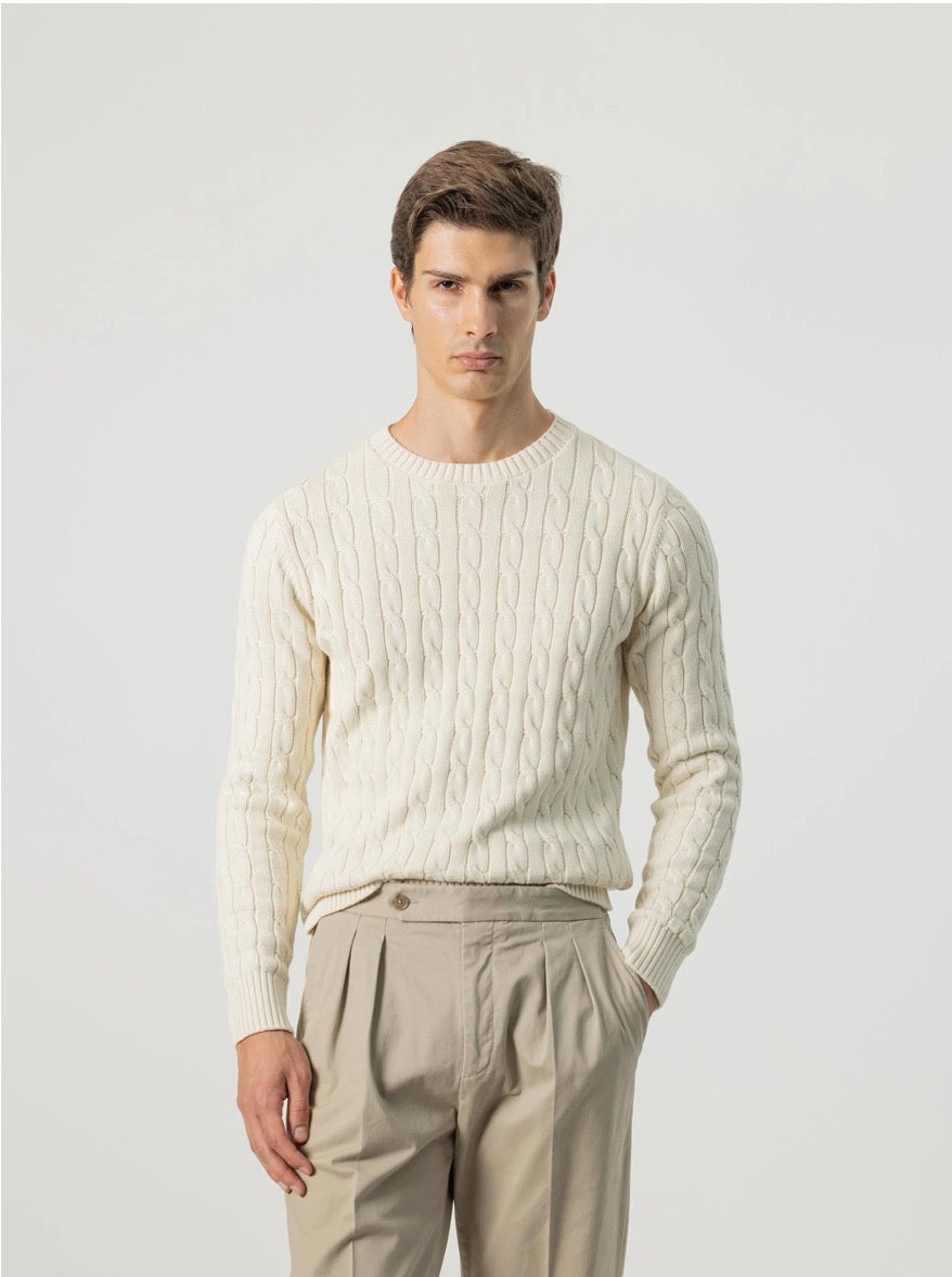 PUROEGO JERSEY CABLE KNIT CRUDO