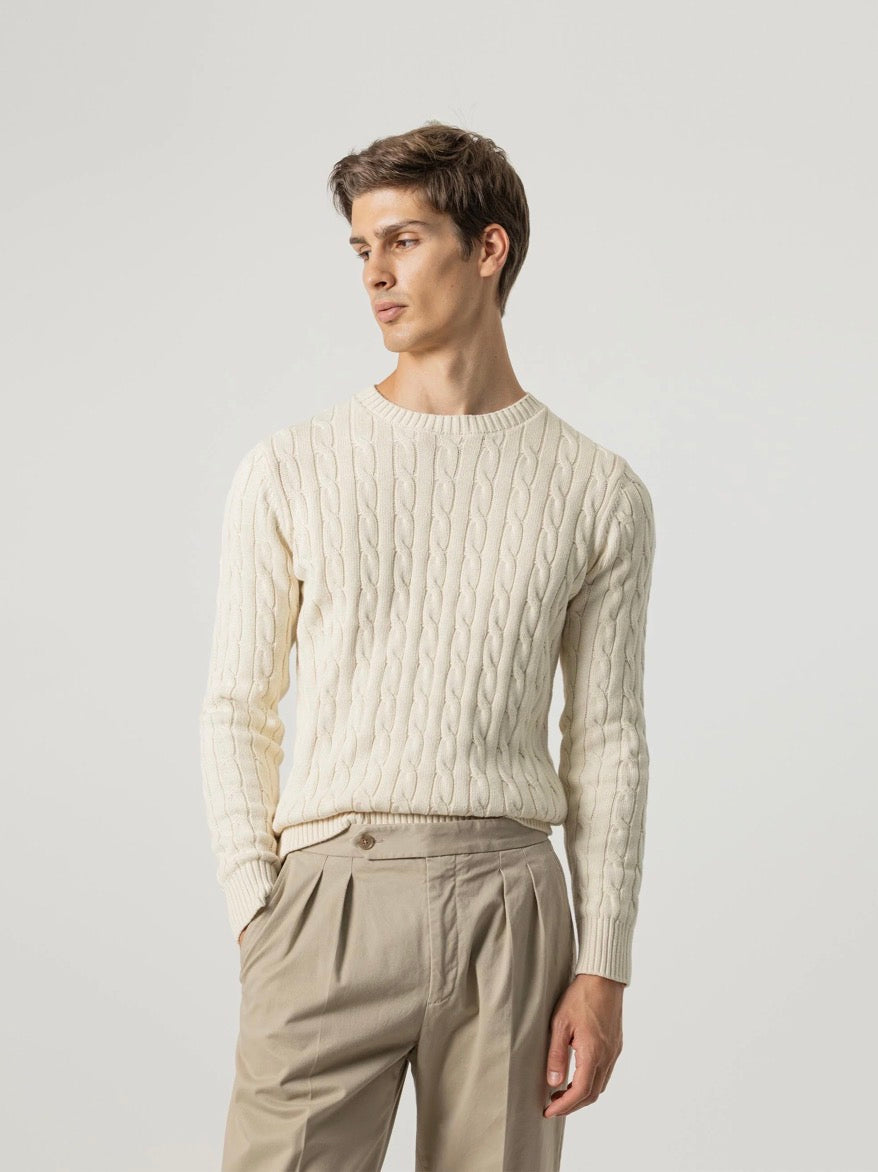 PUROEGO JERSEY CABLE KNIT CRUDO