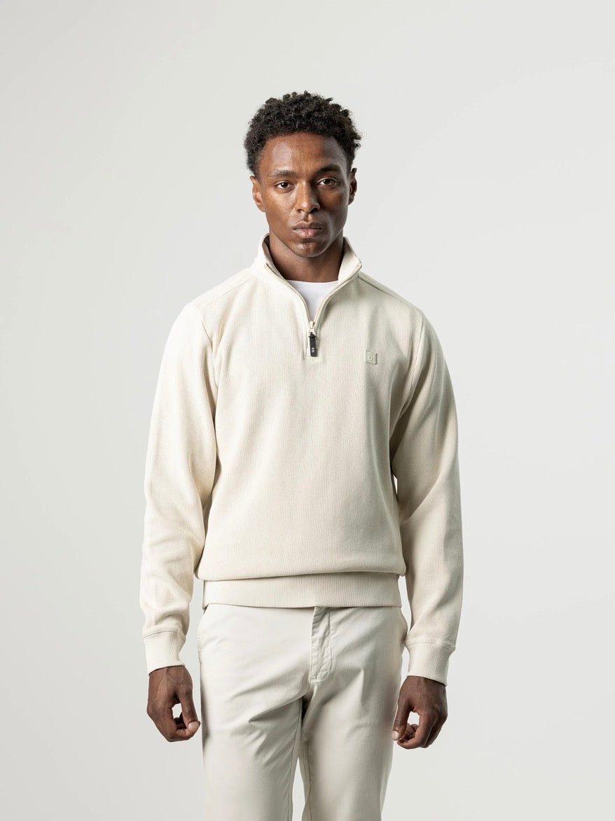 PUROEGO SUDADERA CUELLO MOCK MEDIA CREMALLERA CRUDO